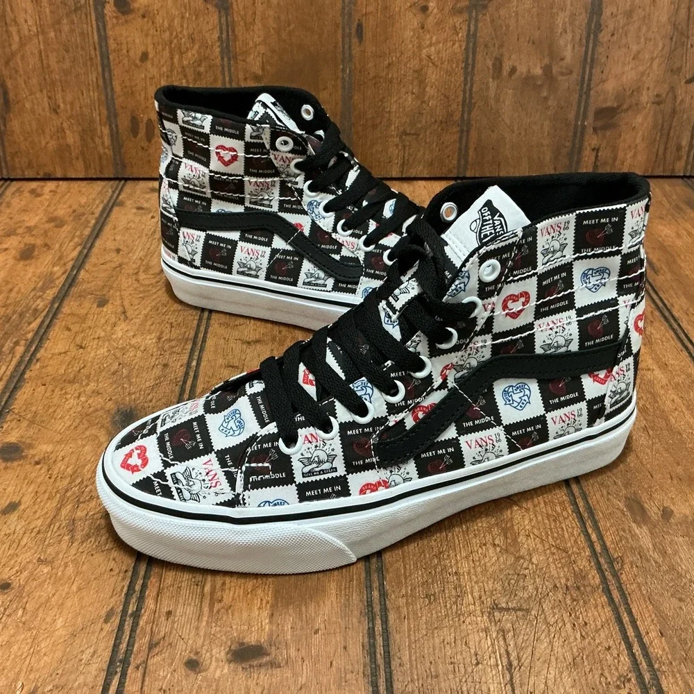 RARE Vans Sk8 Hi Tapered Sneaker Kicks Love Letters Black M 7 W 8.5 VN0A4U16B0A